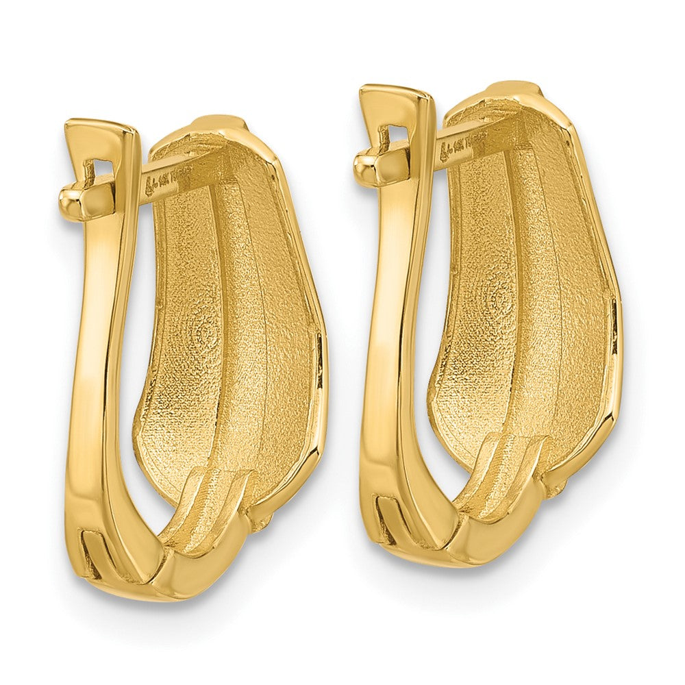 14K Yellow Gold With Rhodium Polished Hinged Hoop Earrings
