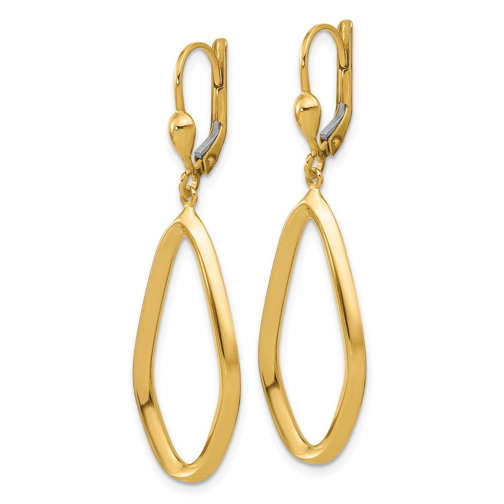 14K Yellow Gold Polished Dangle Leverback Earrings