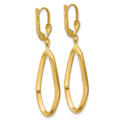14K Yellow Gold Polished Dangle Leverback Earrings
