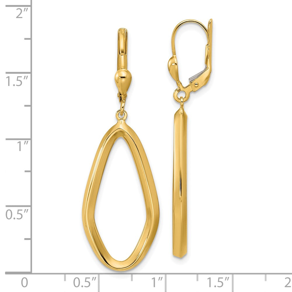 14K Yellow Gold Polished Dangle Leverback Earrings