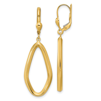 14K Yellow Gold Polished Dangle Leverback Earrings