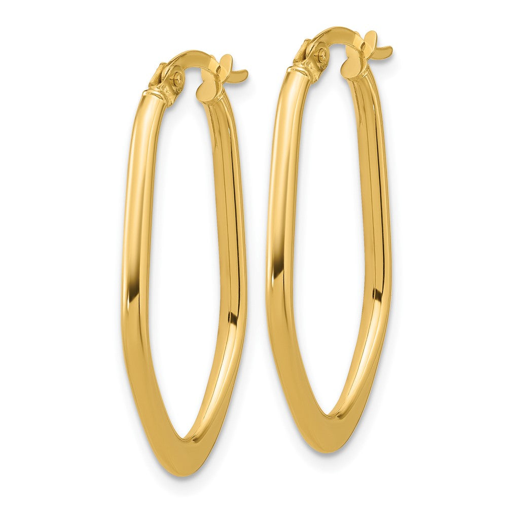 14K Yellow Gold Polished Oval Hoop Earrings