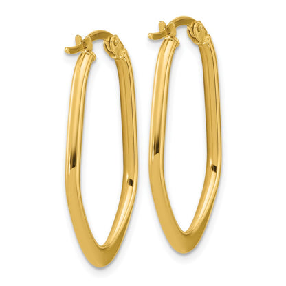 14K Yellow Gold Polished Oval Hoop Earrings