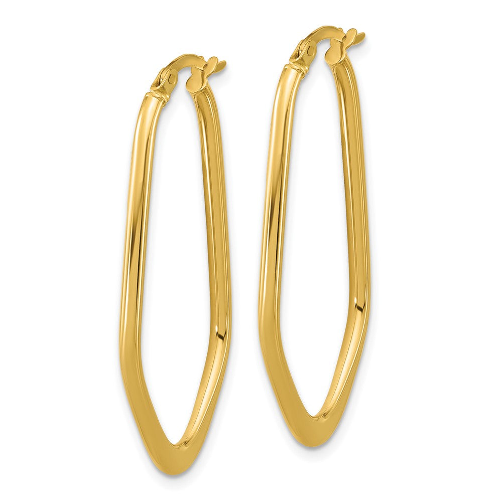 14K Yellow Gold Polished Oval Hoop Earrings