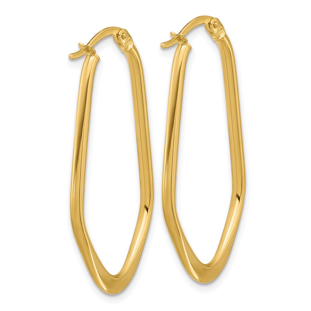 14K Yellow Gold Polished Oval Hoop Earrings