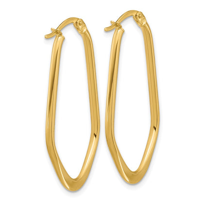 14K Yellow Gold Polished Oval Hoop Earrings