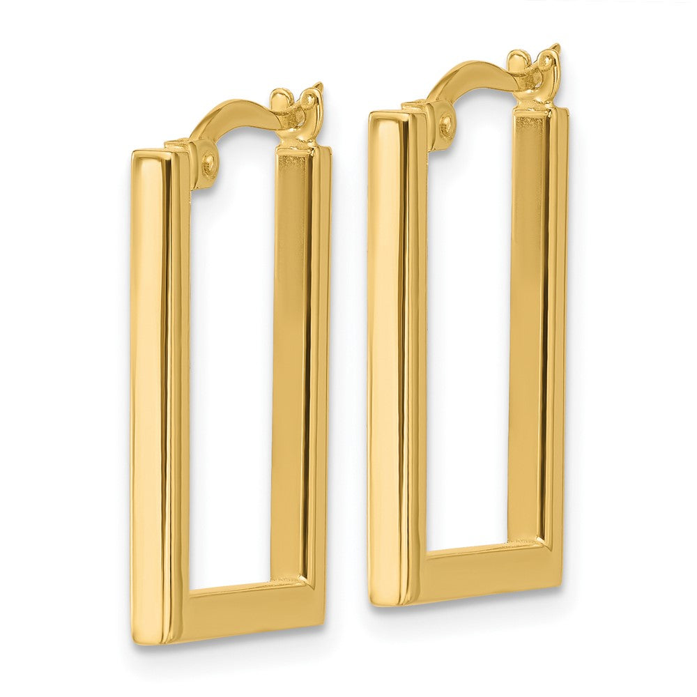 14K Yellow Gold Polished Rectangle Hoop Earrings