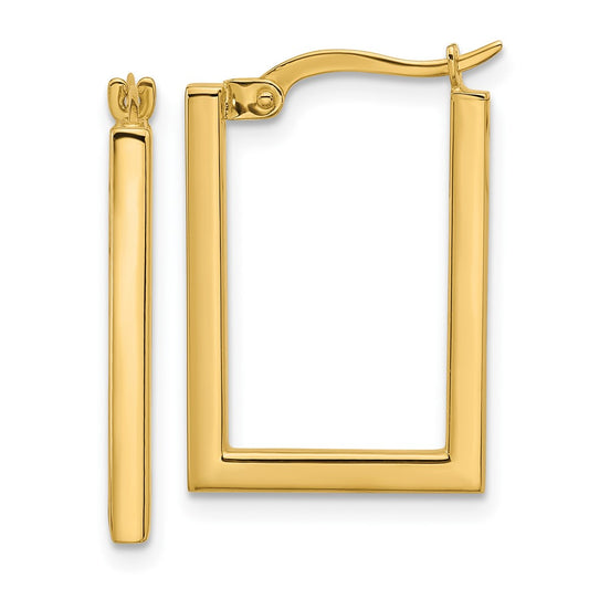 14K Yellow Gold Polished Rectangle Hoop Earrings