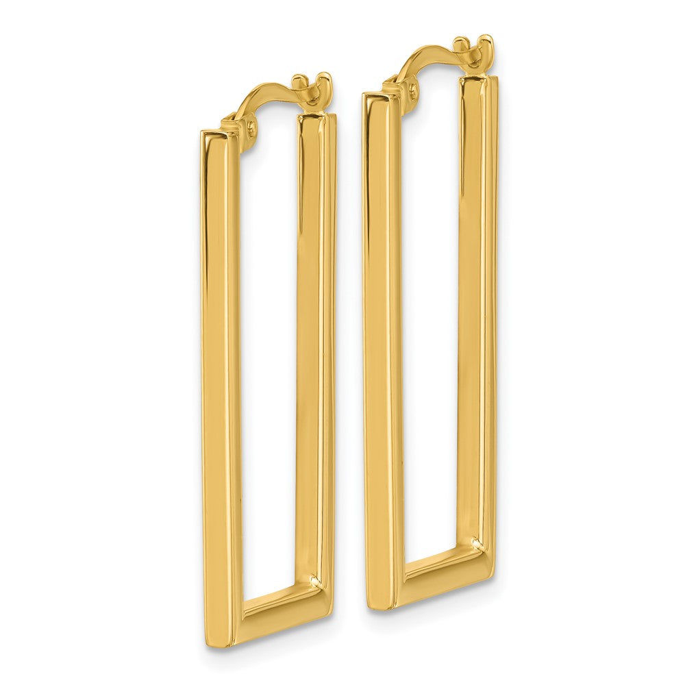 14K Yellow Gold Polished Rectangle Hoop Earrings
