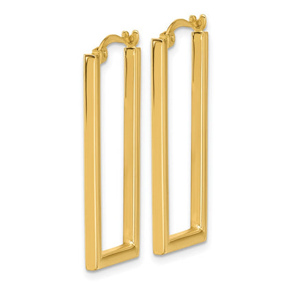 14K Yellow Gold Polished Rectangle Hoop Earrings