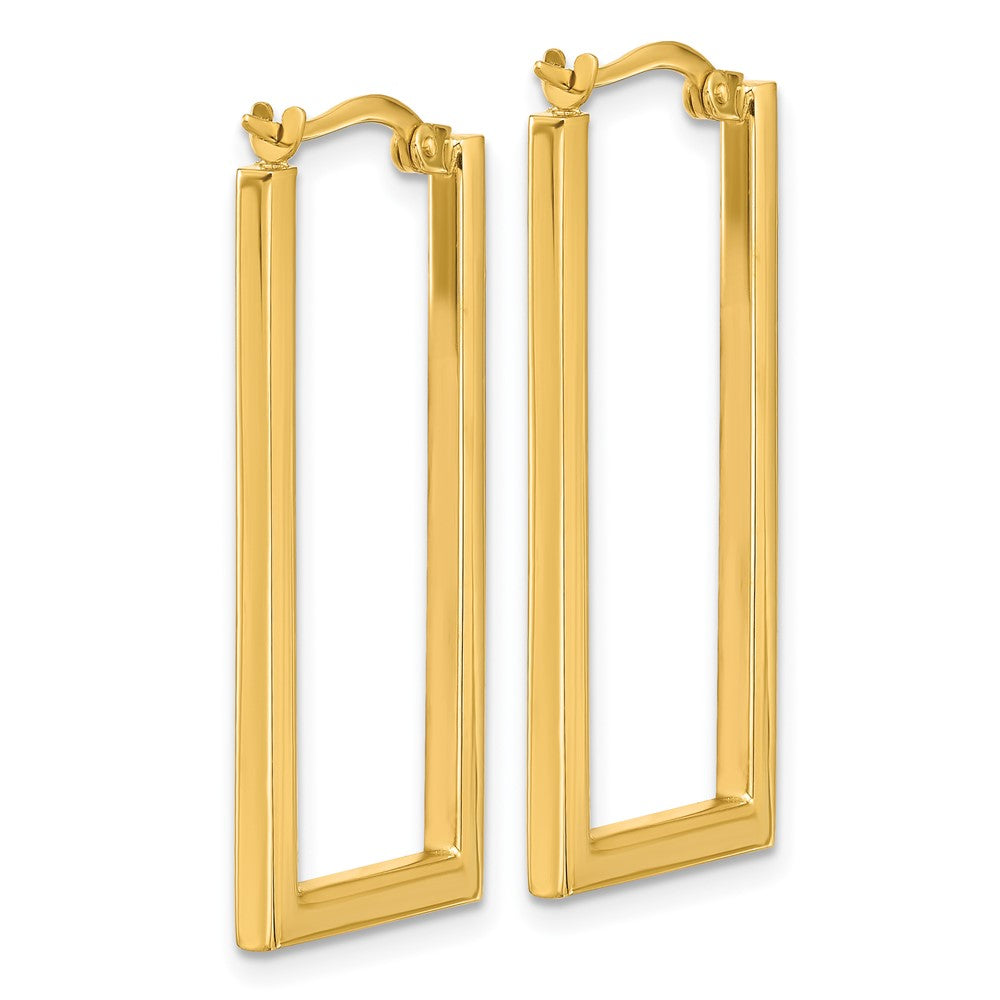 14K Yellow Gold Polished Rectangle Hoop Earrings