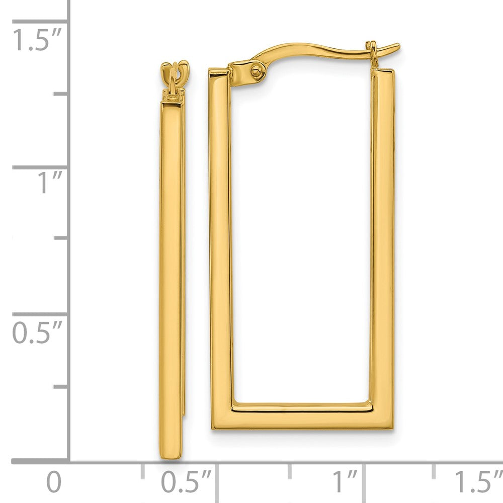 14K Yellow Gold Polished Rectangle Hoop Earrings