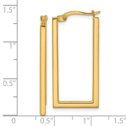 14K Yellow Gold Polished Rectangle Hoop Earrings