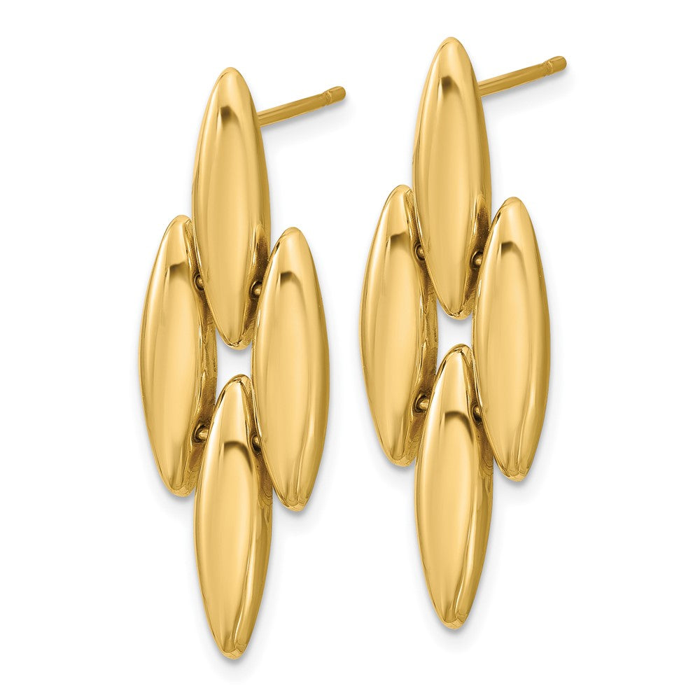 14K Yellow Gold Polished Fancy Dangle Post Earrings