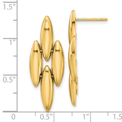 14K Yellow Gold Polished Fancy Dangle Post Earrings