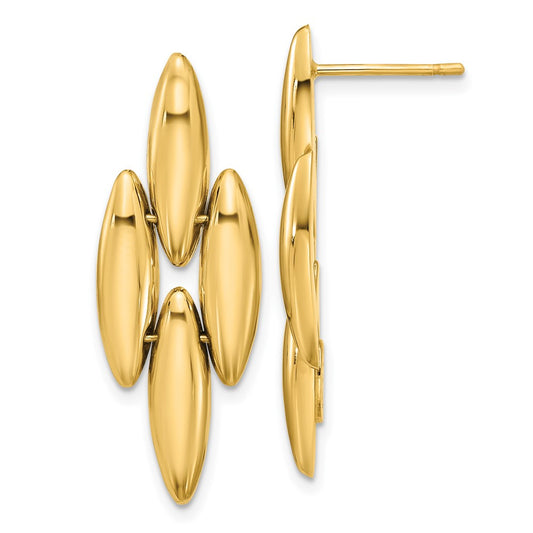 14K Yellow Gold Polished Fancy Dangle Post Earrings