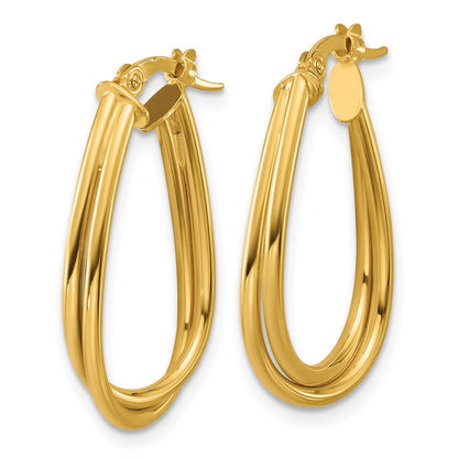 14K Yellow Gold Polished Twisted Hoop Earrings