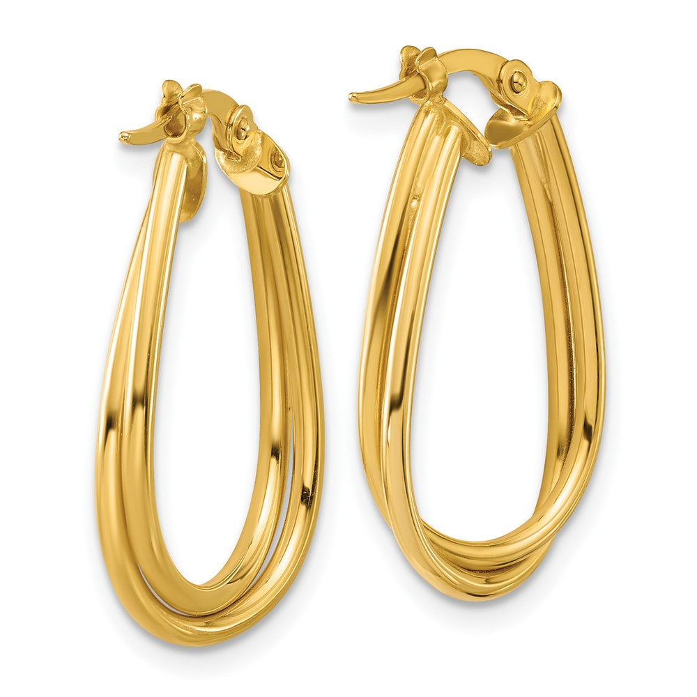 14K Yellow Gold Polished Twisted Hoop Earrings