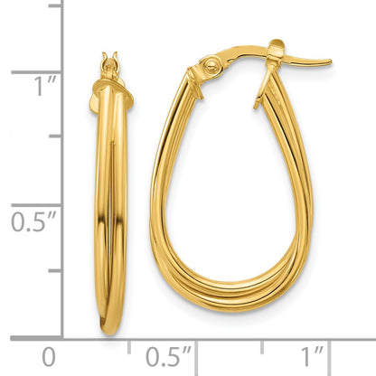 14K Yellow Gold Polished Twisted Hoop Earrings