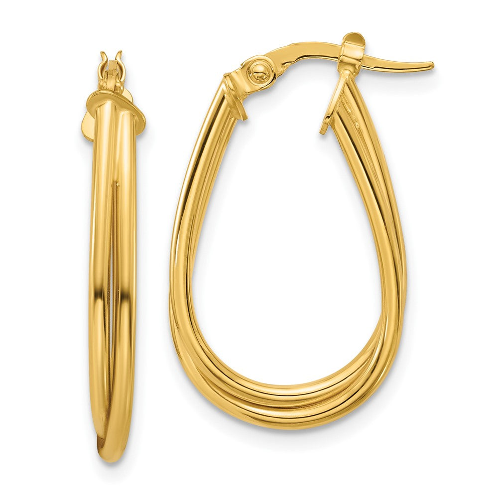 14K Yellow Gold Polished Twisted Hoop Earrings