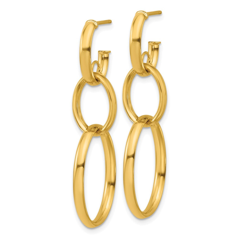 14K Yellow Gold Polished Oval Link Post Earrings