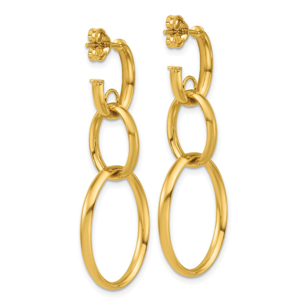 14K Yellow Gold Polished Oval Link Post Earrings