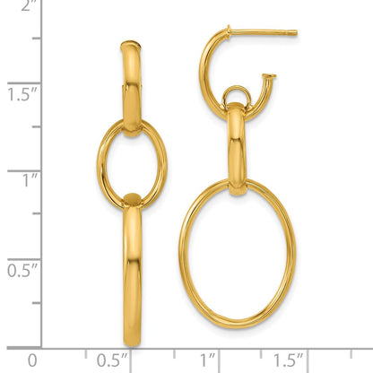 14K Yellow Gold Polished Oval Link Post Earrings