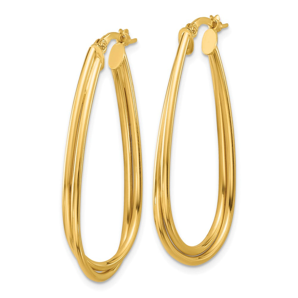 14K Yellow Gold Polished Twist Hoop Earrings