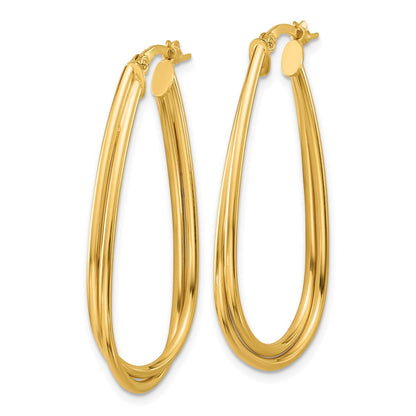 14K Yellow Gold Polished Twist Hoop Earrings