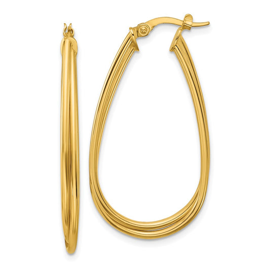 14K Yellow Gold Polished Twist Hoop Earrings