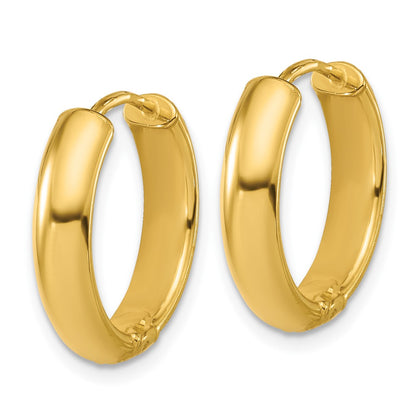 14K Yellow Gold Leslie'S' Polished And Dia Cut Hinged Hoop Earrings