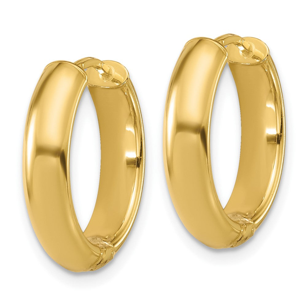 14K Yellow & Rhodium Polished/Dia Cut Hinged Hoop Earrings