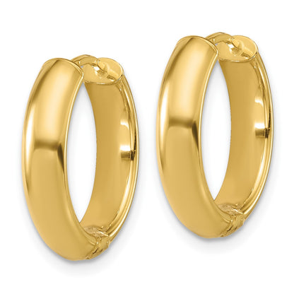 14K Yellow & Rhodium Polished/Dia Cut Hinged Hoop Earrings