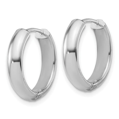 14K Yellow & Rhodium Leslie'S' White Rh Plat Polish/Dia Cut Hinged Hoop Earrings