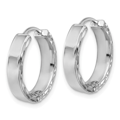 14K Yellow & Rhodium Leslie'S' Wht Rh Plat Polished/Dia Cut Hinged Hoop Earrings