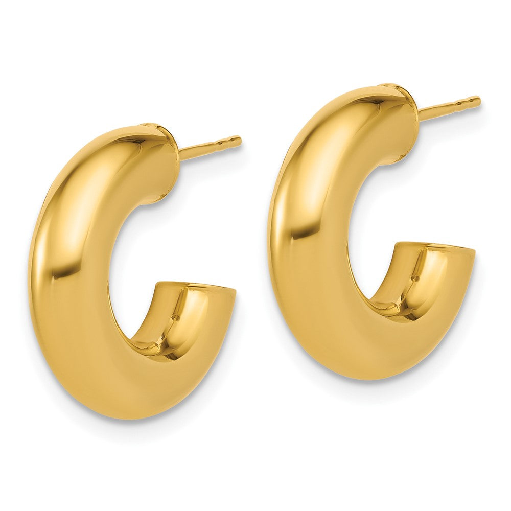 14K Yellow Gold Polished J Hoop Post Earrings