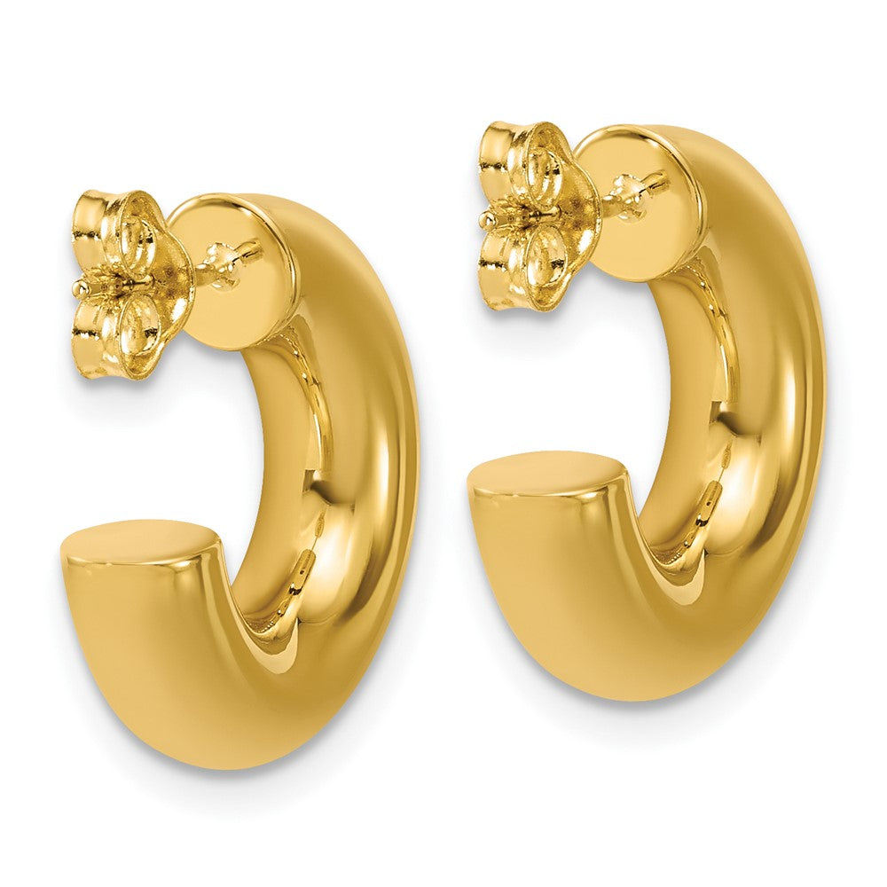 14K Yellow Gold Polished J Hoop Post Earrings