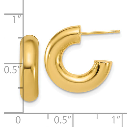 14K Yellow Gold Polished J Hoop Post Earrings