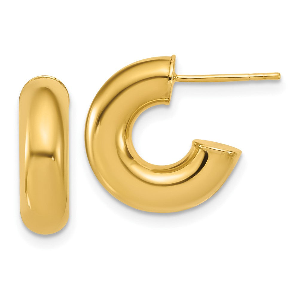 14K Yellow Gold Polished J Hoop Post Earrings