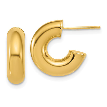 14K Yellow Gold Polished J Hoop Post Earrings