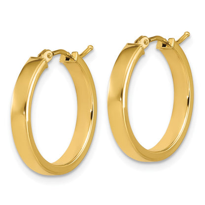 14K Yellow Gold Polished Square Tube Round Hoop Earrings