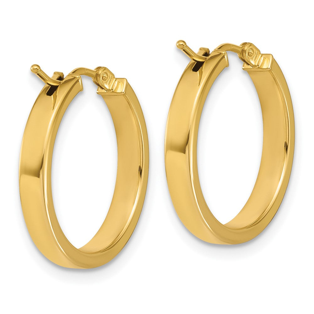 14K Yellow Gold Polished Square Tube Round Hoop Earrings