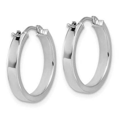 14K White Gold Square Tube Round Hoop Earrings