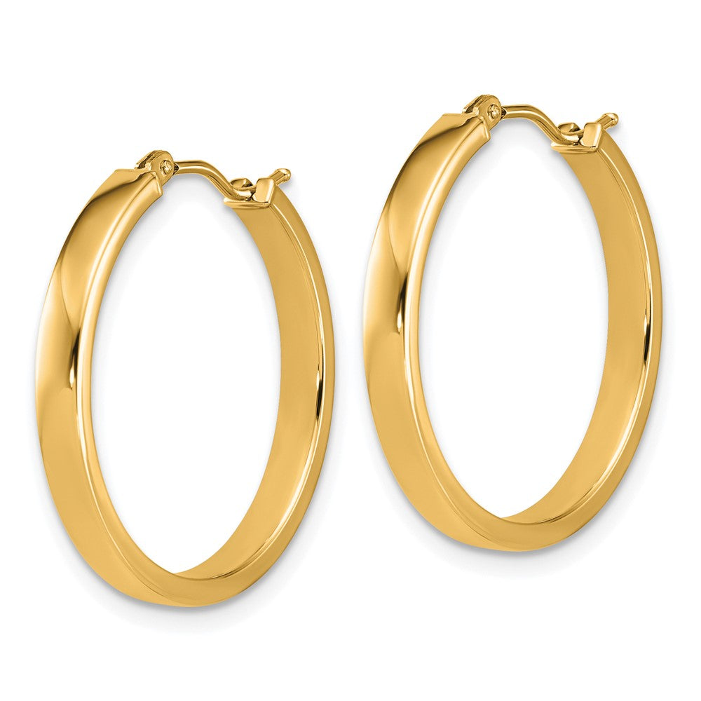 14K Yellow Gold Polished Square Tube Round Hoop Earrings