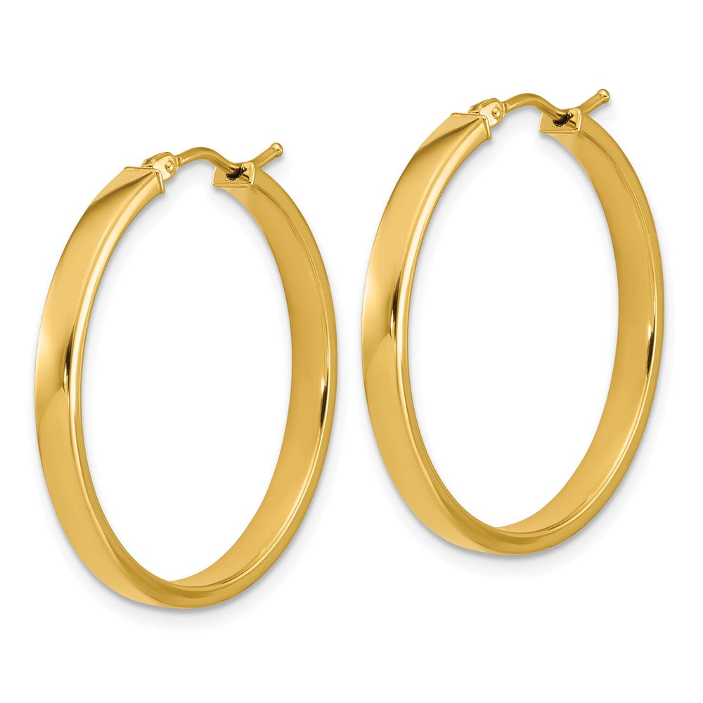 14K Yellow Gold Polished Square Tube Round Hoop Earrings