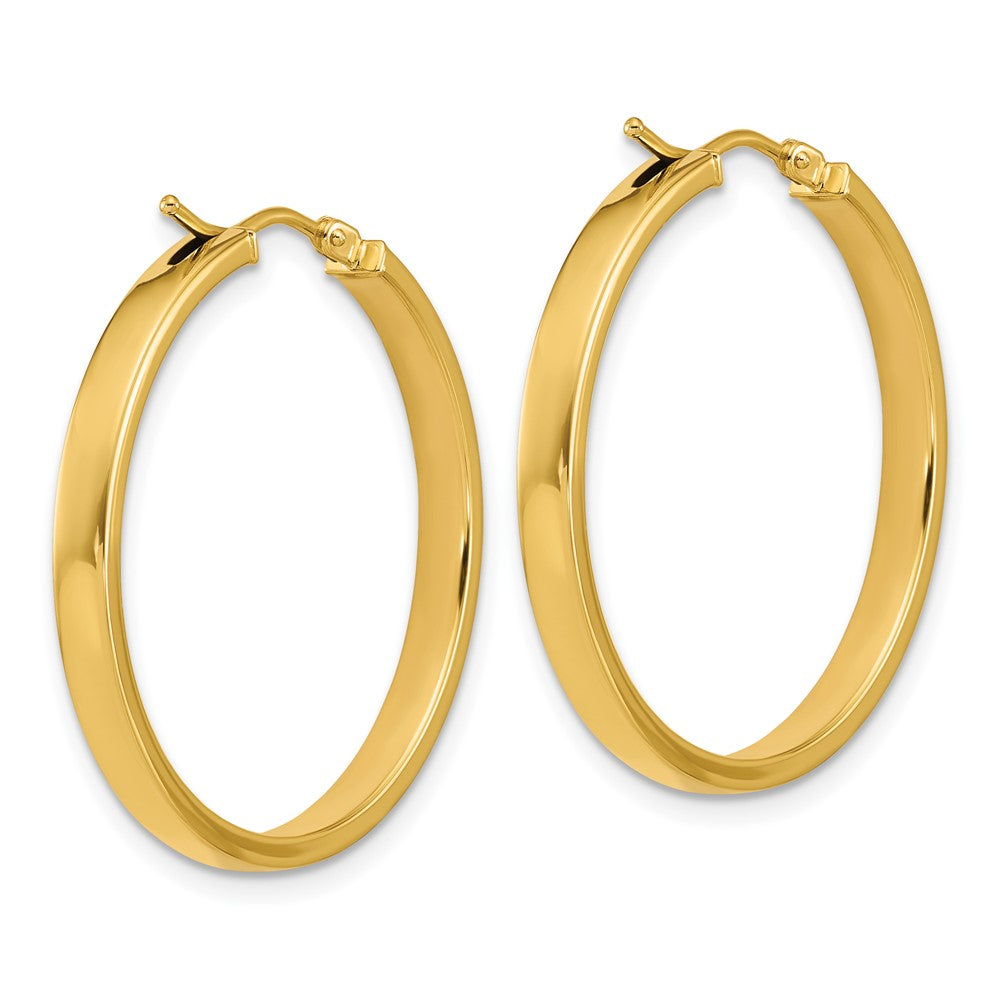 14K Yellow Gold Polished Square Tube Round Hoop Earrings