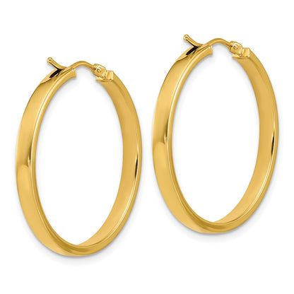 14K Yellow Gold Polished Square Tube Round Hoop Earrings