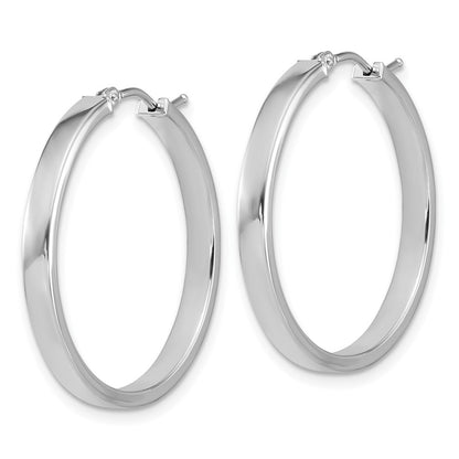 14K White Gold Square Tube Round Hoop Earrings
