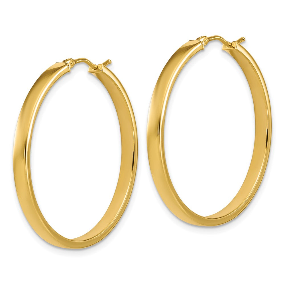 14K Yellow Gold Polished Square Tube Round Hoop Earrings