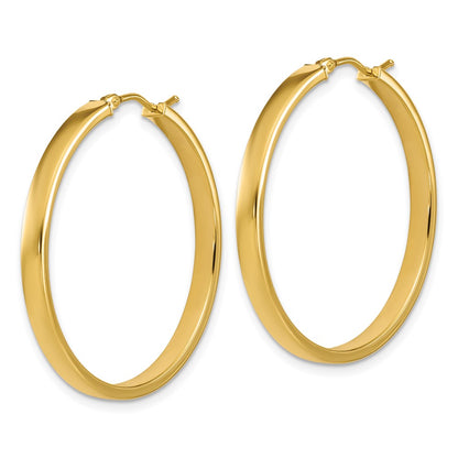 14K Yellow Gold Polished Square Tube Round Hoop Earrings